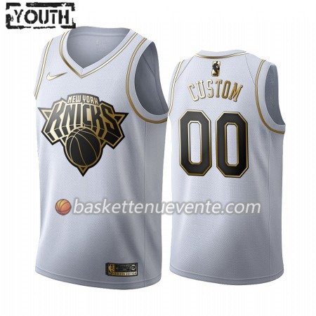 Maillot Basket New York Knicks Personnalisé 2019-20 Nike Blanc Golden Edition Swingman - Enfant
